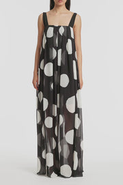 NOIR SPOT TUCK DETAIL MAXI DRESS