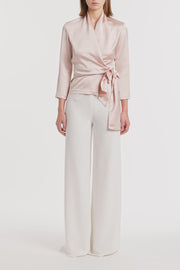 BLUSH LUSTRE SATIN WRAP TOP