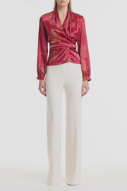 GRANDIFLORA SILK WRAP TOP