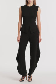 BLACK CREPE PETAL PANT