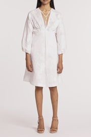 WHITE MESH JACQUARD MIDI DRESS