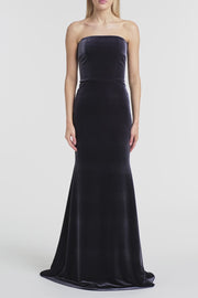 MIDNIGHT VELVET STRAPLESS GOWN