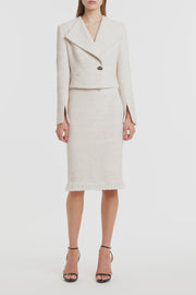 IVORY TWEED FRINGE  SKIRT