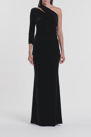 BLACK VELVET COLUMN SKIRT