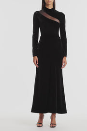 BLACK VELVET FLUTED PANEL SKIRT