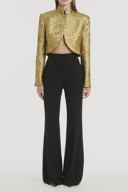 GOLD METALLIC BROCADE CROP JACKET