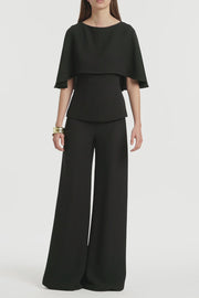 BLACK CREPE CAPE TOP