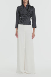 INK SATIN WRAP TOP