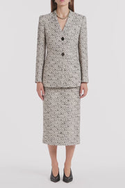 SHIMMER FLECK TWEED V-NECK JACKET