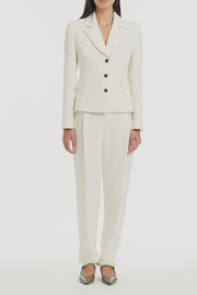 IVORY CREPE FITTED WAIST JACKET