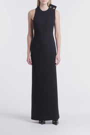 BLACK CREPE C BACK GOWN