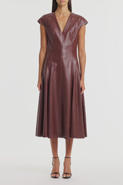 COCOA FAUX LEATHER PANEL DRESS