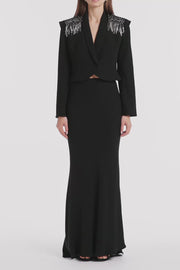 BLACK CREPE BIAS FISHTAIL SKIRT
