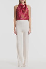 GRANDIFLORA SILK HALTER TOP