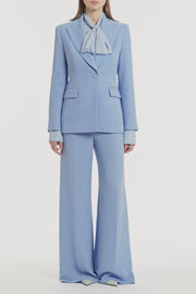 CORNFLOWER CREPE LONG LINE JACKET