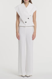 WHITE CREPE LOW WAIST PANT
