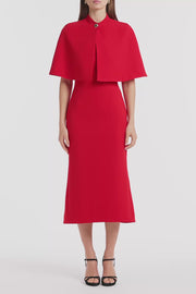 RED CREPE SHORT CAPE