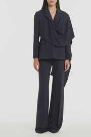 NAVY CREPE SCARF JACKET