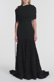BLACK CREPE COULISSE SHRUG