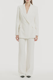 IVORY STARLIGHT TWILL DOUBLE BREASTED BLAZER