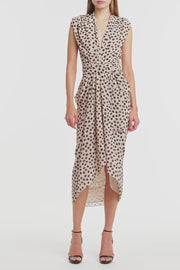 ROSA SPOT GEORGETTE SLEEVELESS WATERFALL DRESS