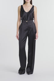BLACK SATIN SCOOP CAMI