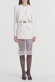 IVORY ORGANZA PENCIL SKIRT