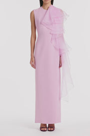 FLOSS CREPE RUFFLE DETAIL GOWN