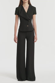 BLACK CREPE DOUBLE-BREASTED VEST