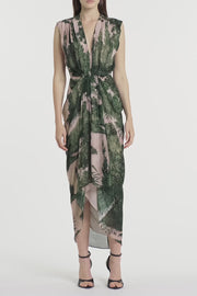 JADE SCENICA GEORGETTE SLEEVELESS WATERFALL DRESS