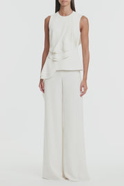 IVORY CREPE PETAL DETAIL TOP