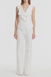 IVORY LINEN DOUBLE BREASTED VEST