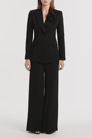 BLACK CREPE ROSE BLAZER