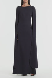 NAVY CREPE CELEBRATION SLEEVE GOWN