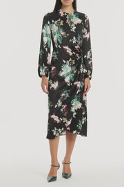 BELLE DE JOUR SATIN ACETATE KEYHOLE WRAP DRESS