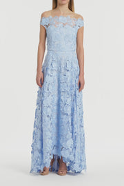 CELESTE 3D LACE OFF-SHOULDER GOWN