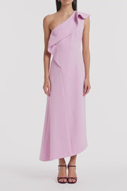 FLOSS CREPE SCULPTED ONE SHOULDER MIDI DRESS