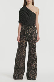 BLACK SWIRL SEQUIN FLARE PANT