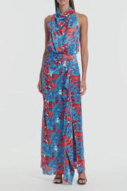 IMPASTO PRINT SILK CASCADE DRESS