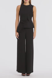 BLACK CREPE PETAL DETAIL TOP