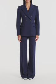 DEEP BLUE PONTE DOUBLE BREASTED BLAZER