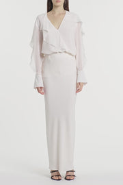 CREAM GEORGETTE FLUTED BLOUSE