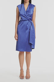 LAPIS LUSTRE SATIN WRAP DRESS