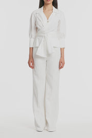 IVORY COTTON TAFFETA WRAP TOP
