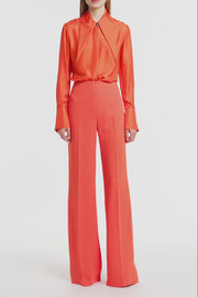 TANGERINE SILK TWILL LONG COLLAR SHIRT