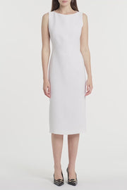 WHITE CREPE SHEATH DRESS