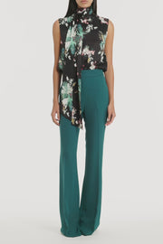 BELLE DE JOUR SATIN ACETATE TIE NECK TOP