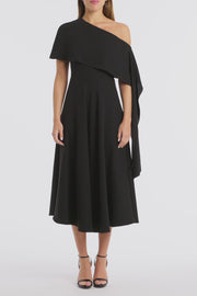 BLACK CREPE COLD SHOULDER DRESS