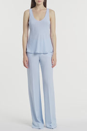 PALE BLUE CREPE LOW WAIST PANT