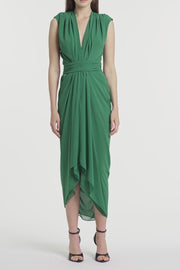 JADE GEORGETTE SLEEVELESS WATERFALL DRESS